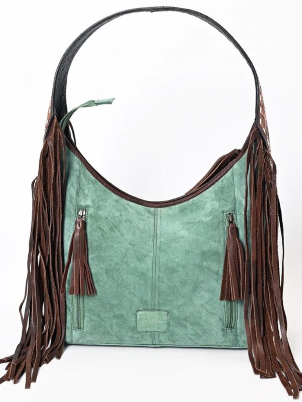 American Darling Turquoise Skys Boho Fringe Suede Shoulder Bag - Picture 4 of 8